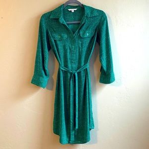 CAbi Emerald Green Shirt Dress with Belt